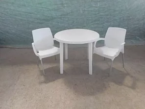 Комплект пластиковой мебели (стол круглый D900 «Ривьера» + 2 кресла «Аэро») 