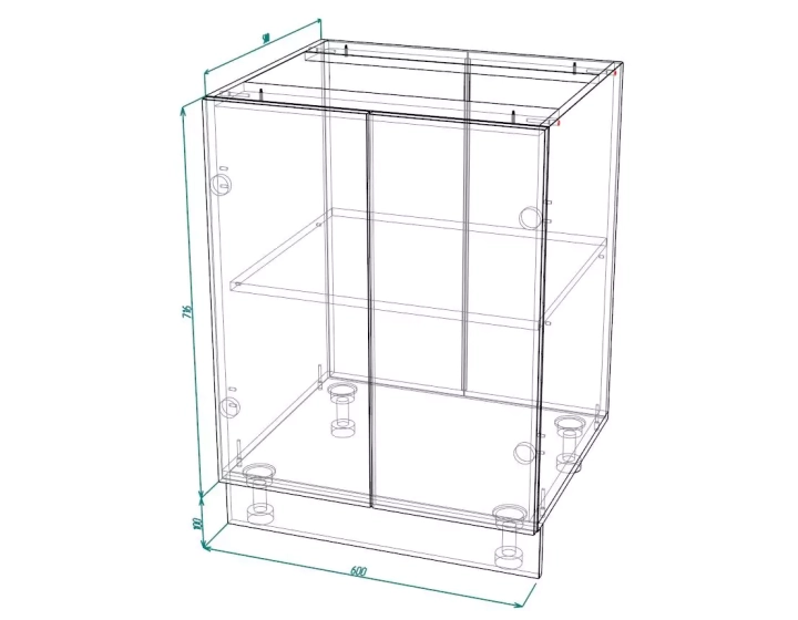 ф119 Шкаф нижний ШН 600 "София" Кёльн (смок софт) схема