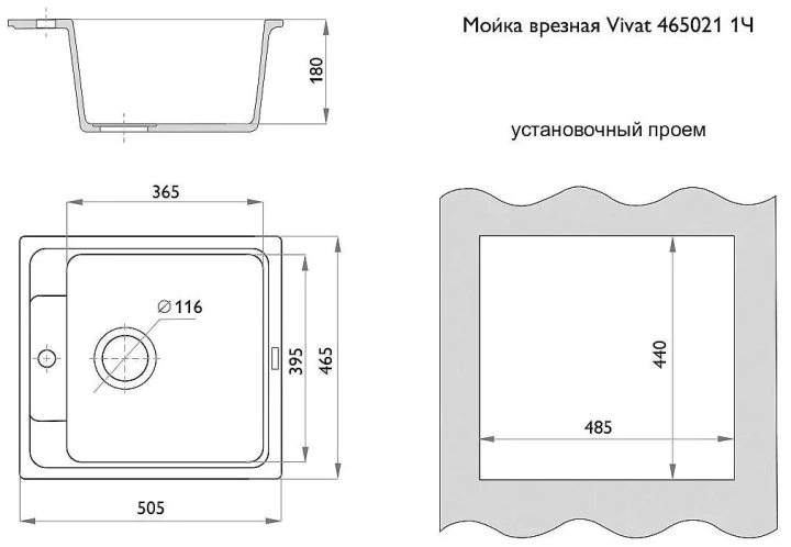 Мойка врезная Vivat, Белый