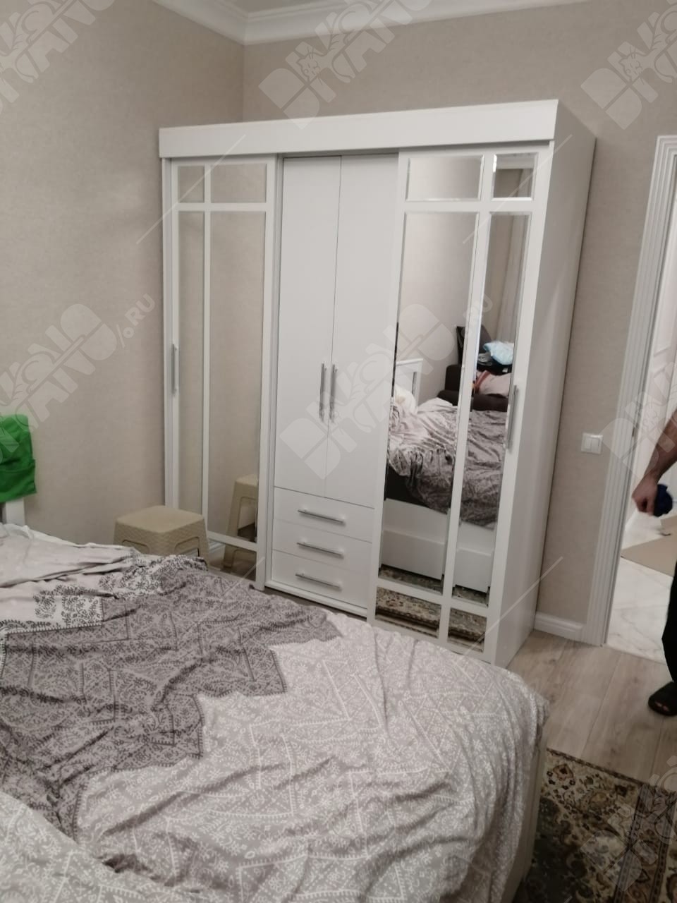 шкаф купе фортуна белый древесный моно белый