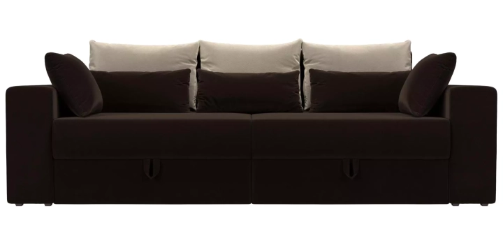 ф13а Прямой диван Мэдисон микровельвет коричневый подушки кор беж фото 2
