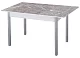 Стол обеденный раздвижной с фотопечатью Альфа Серый мрамор/Серебристый металлик