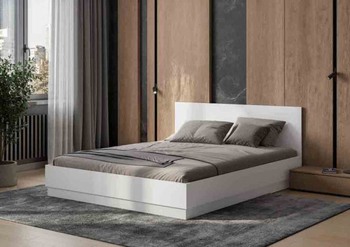 Кровать Айден КР06-1600 с матрасом Divano Plain Независимые пружины (НПБ), Белый