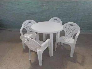 Комплект пластиковой мебели (стол круглый Д900 «Ривьера» + 4 кресла «Флинт») 