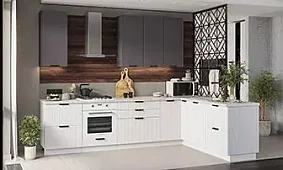 Угловая модульная кухня Норд 3.0х2.0м (софт маренго/софт пломбир Линия) Белый