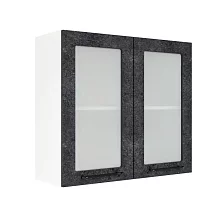 Шкаф верхний со стеклом ШВС 800 Нувель (бетон черный) 
