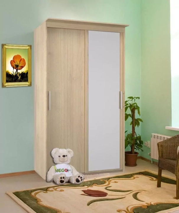 Шкаф-купе Эконом Миллениум 884х2070х573 зеркало светлый роникон, Бежевый