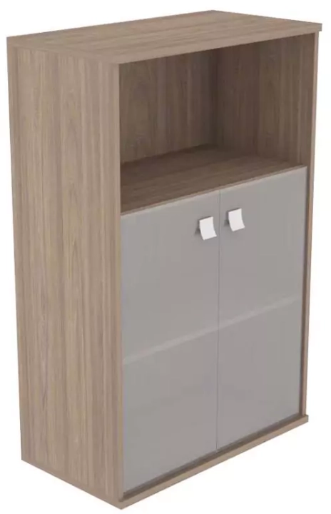 Шкаф средний широкий 2 низкие двери стекло Style, Бежевый