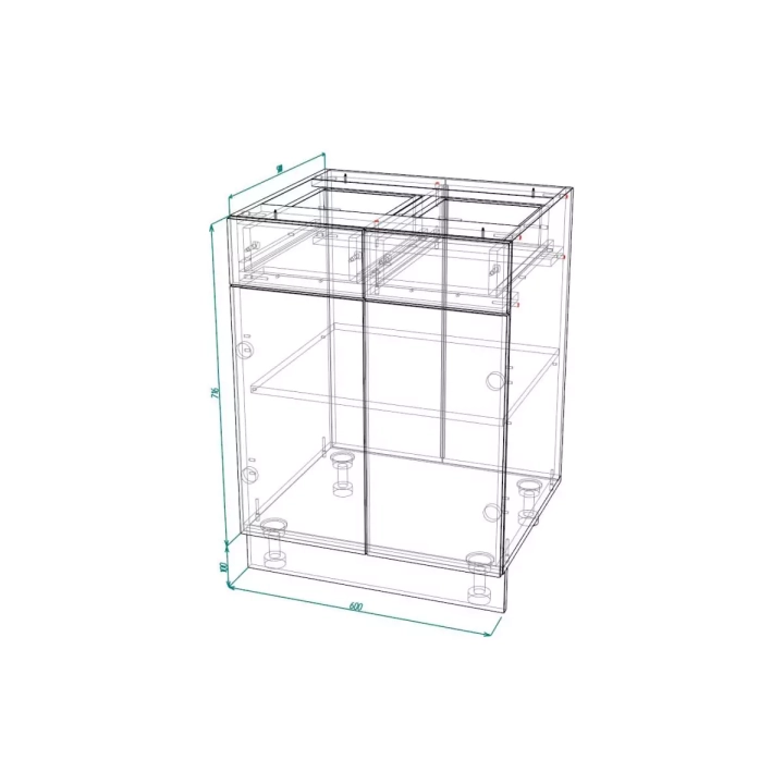 ф119 Шкаф нижний с ящиками ШН2Я 600 София Кельн схема