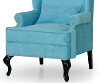 Кресло Английское с ушами Без механизма Голубой 