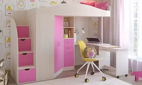 Кровать двухъярусная Юниор 4 Кровати без механизма Розовый