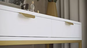 Консоль Калифорния Дрим Ясень браш белый/Золото Белый