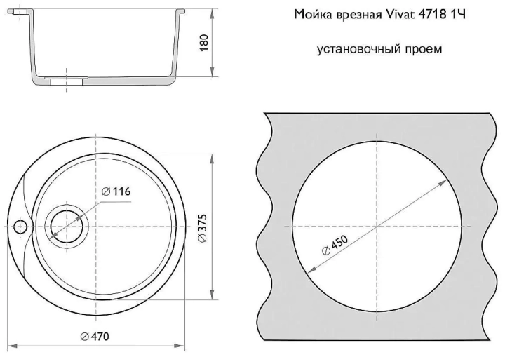 Мойка врезная Vivat, Белый