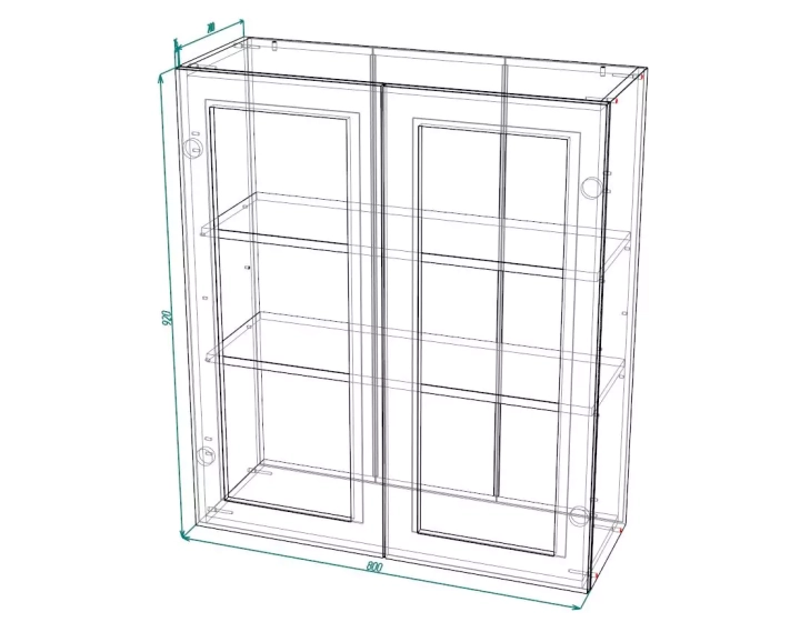 ф119 Шкаф верхний со стеклом ШВС 800Н "София" (премьер) Норд стекло (софт черный) схема