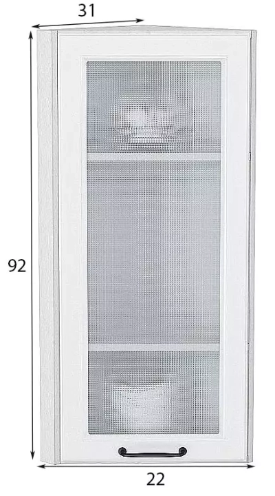 Шкаф верхний торцевой остекленный Ницца 920, Белый