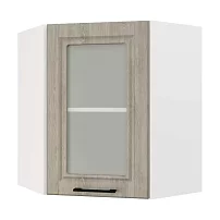 Шкаф верхний угловой со стеклом ШВУС 600 Барселона (седой клен) 