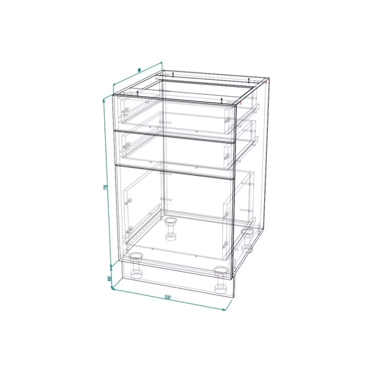 ф119 Шкаф нижний с ящиками ШН3Я 500 София кельн схема