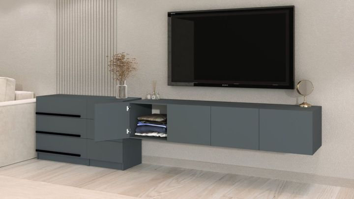 Комплект в гостиную Бастион 1.5 м, Графит