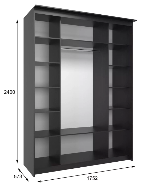Шкаф-купе Эконом Миллениум 1752х2400х573, Черный