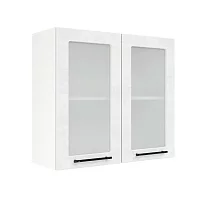 Шкаф верхний со стеклом ШВС 800 Нувель (бетон белый) 