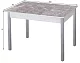 Стол обеденный раздвижной с фотопечатью Альфа Серый мрамор/Серебристый металлик 2