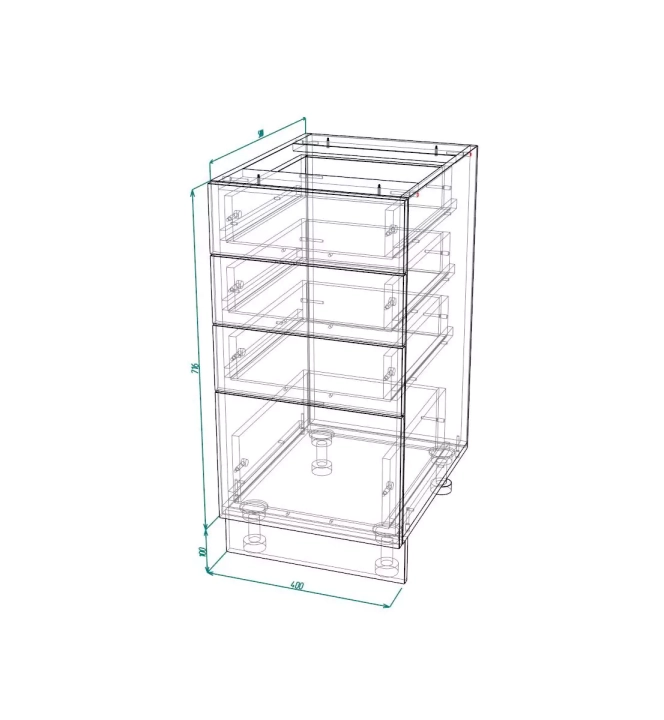 ф119 Шкаф нижний с ящиками ШНЯ 400 Гренада сандал схема