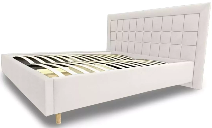 Кровать Афина с подъемным механизмом и Матрасом Divano Basic независимые пружины (НПБ) дизайн 2 (Кровать с Матрасом), Белый