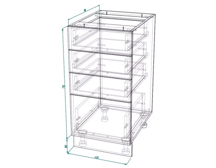 ф119 Шкаф нижний с ящиками ШНЯ 400 София Кельн схема