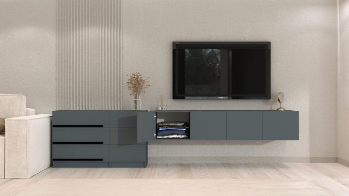 Комплект в гостиную Бастион 1.5 м, Графит