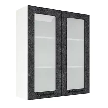 Шкаф верхний со стеклом (премьер) ШВС 800Н Нувель (бетон черный) 